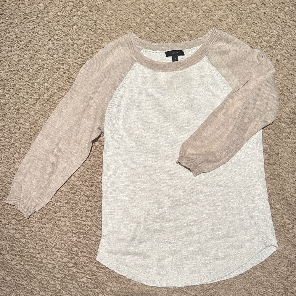 Women's Beige and Cream Raglan Sleeve Top